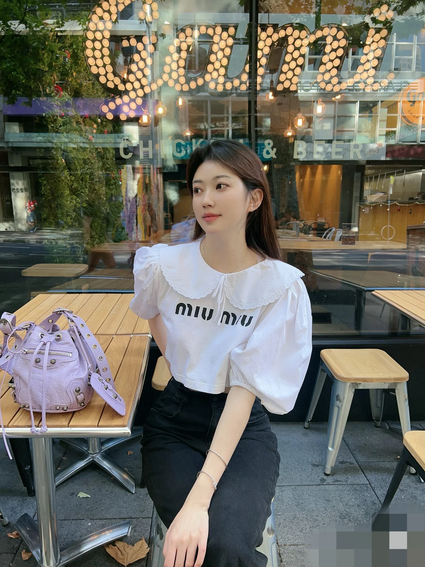 99新 MIU MIU/缪缪 Miumiu缪缪泡泡袖上衣/S码/99新