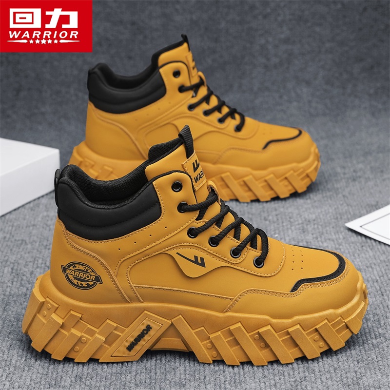 回力男鞋2025秋冬季高帮马丁靴男款男士户外防水防滑增高工装潮靴