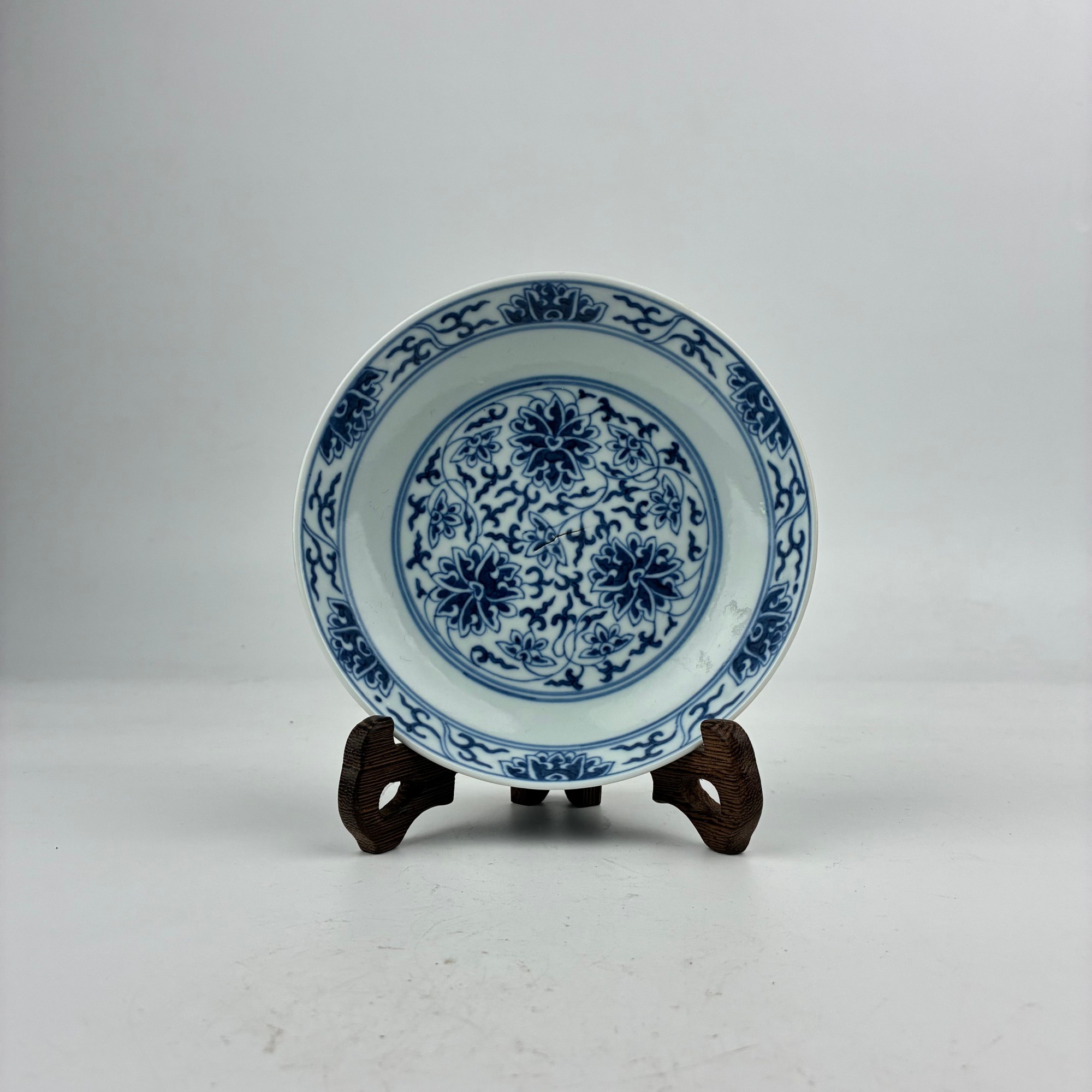 CY11清光绪·青花缠枝莲纹盘【古董拍卖】