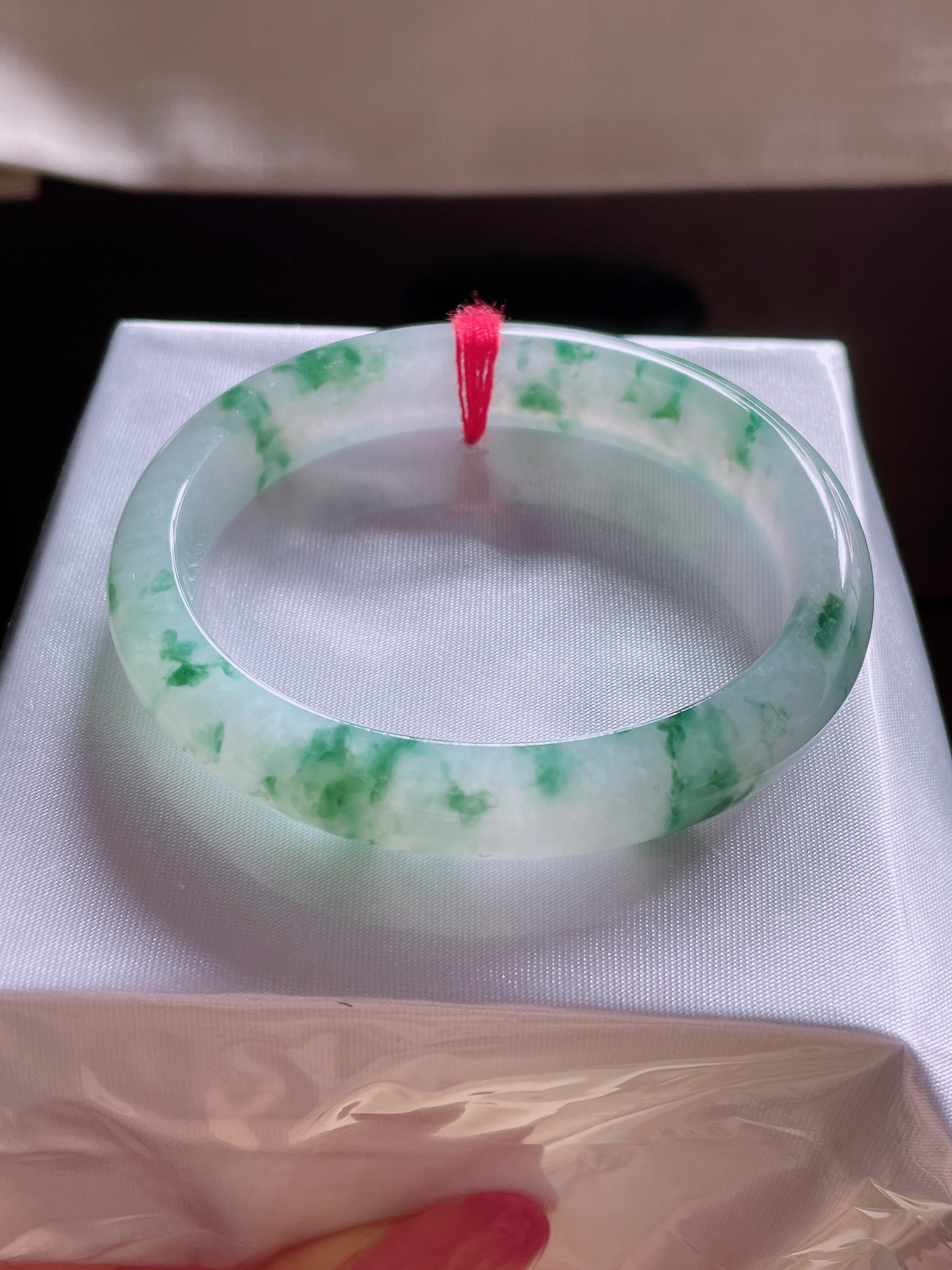 冰糯种飘花53.2圈贵妃手镯时尚气质正品天然缅甸翡翠A货玉镯