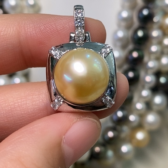 海水珍珠颈饰银S925镶嵌13.2