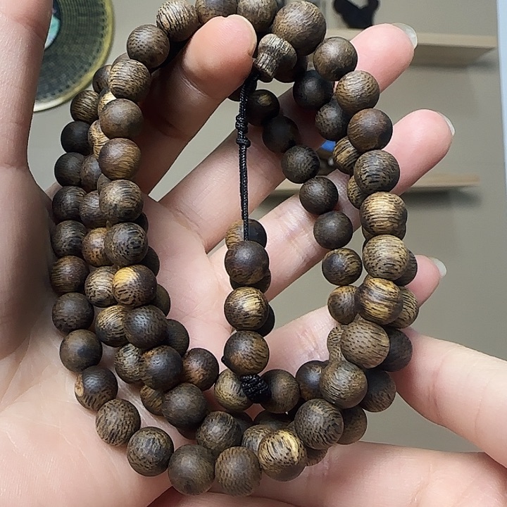 沉香手串威*0.8多圈圆珠白棋