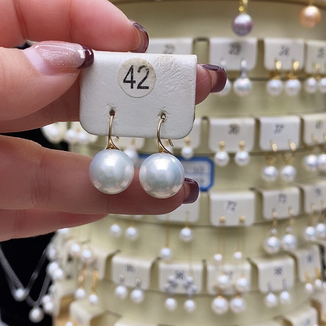 淡水珍珠耳饰18K金镶嵌