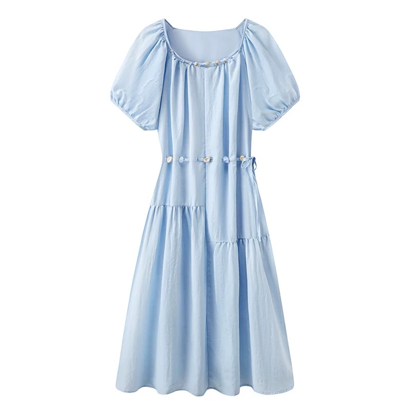 zonefive收腰显瘦连衣裙女士方领法式温柔裙子TY6812