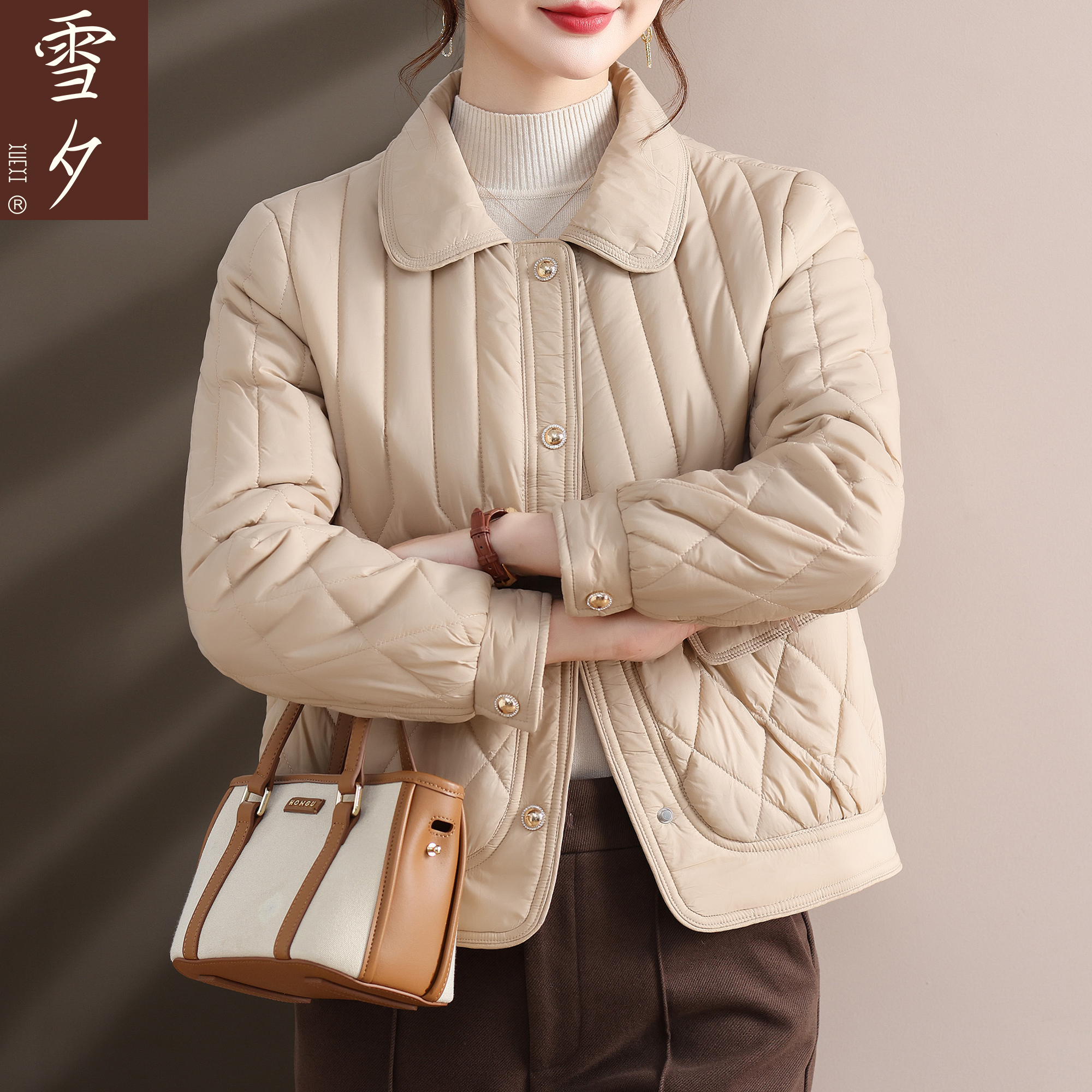 妈妈秋冬装轻薄棉袄上衣2025新款洋气中老年女装洋气夹棉外套50岁