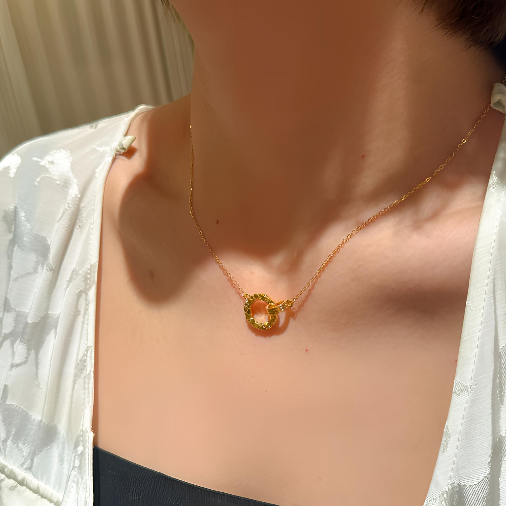 【老陶】足金黄金纯金轻奢小众设计锁骨链