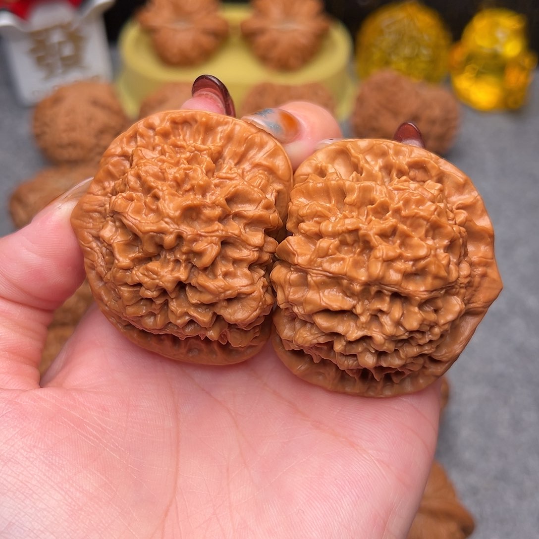 把件文玩核桃毕业精品精配麒麟纹官帽48全品53+