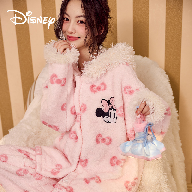 Disney/迪士尼秋冬换季新款加绒防寒保暖珊瑚绒睡衣家居服套装DSP
