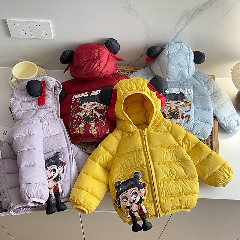 《严选》冬款棉袄男童棉服女宝宝卡通动漫纯色保暖婴儿上衣哪吒外套