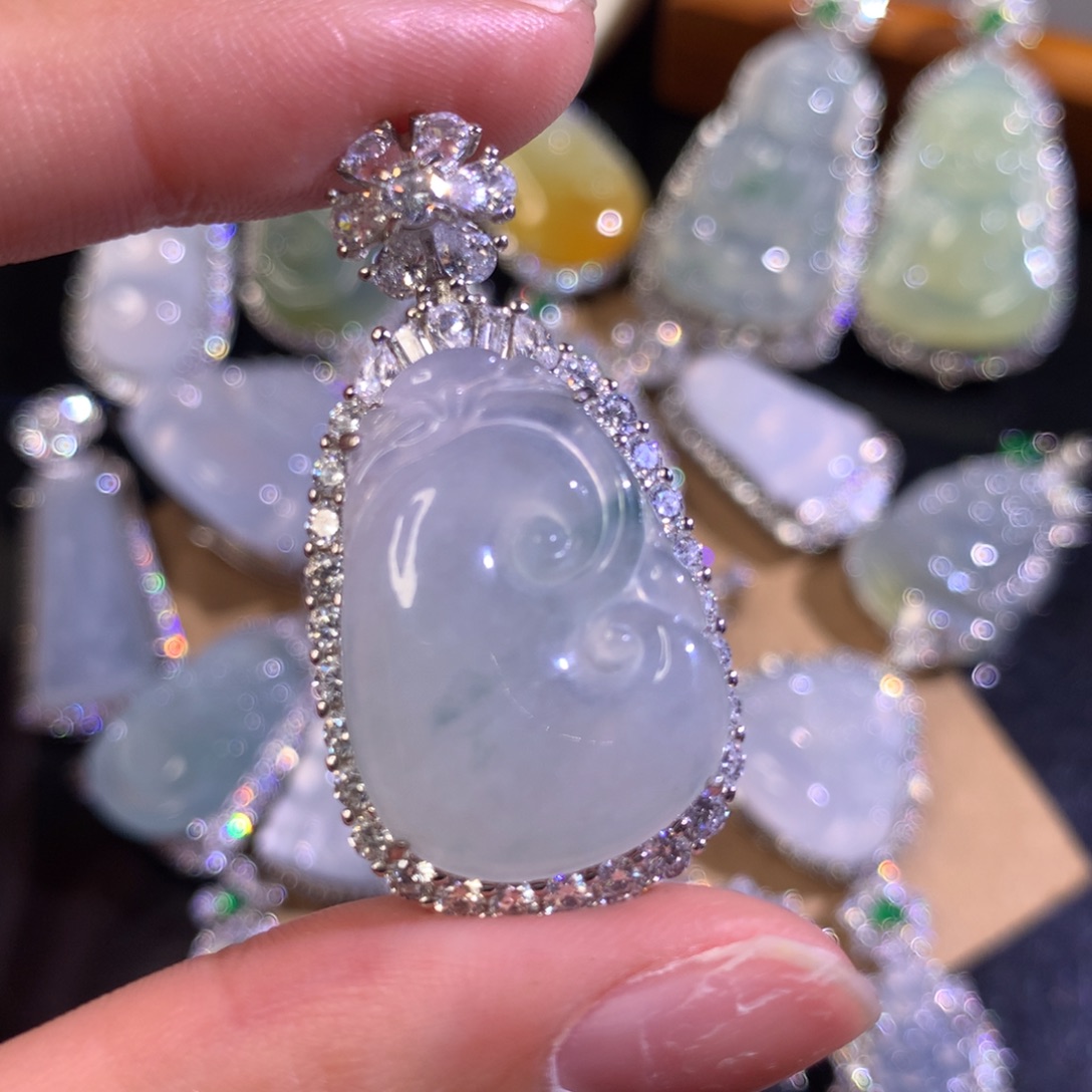 翡翠银S925镶嵌吊坠(不含链)