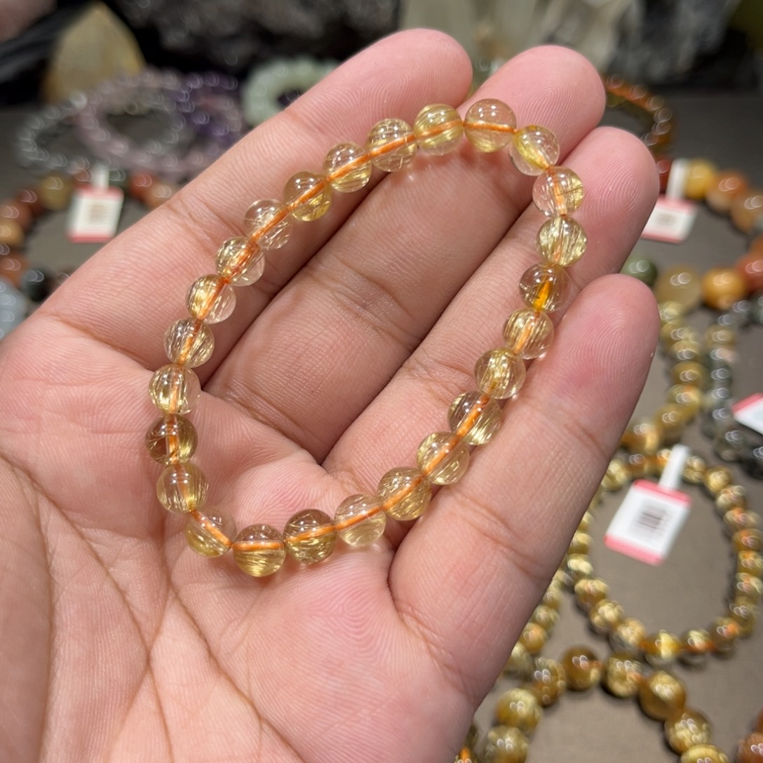 水晶手串未镶嵌金发晶