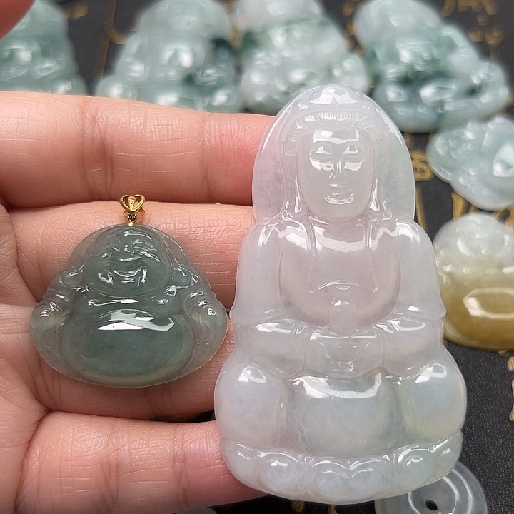 广***贸翡翠未镶嵌颈饰天然翡翠吊坠