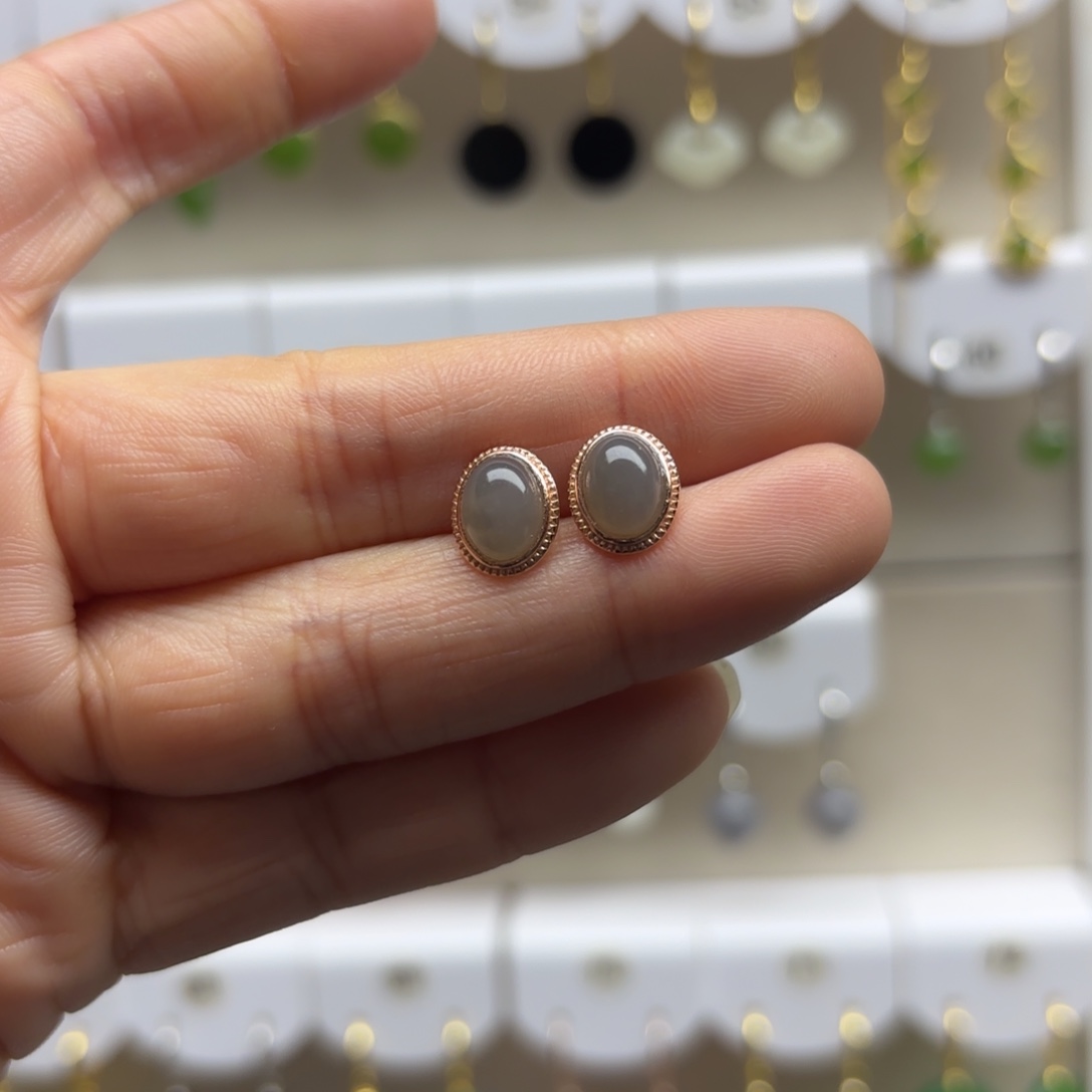 和田玉银S925镶嵌耳饰