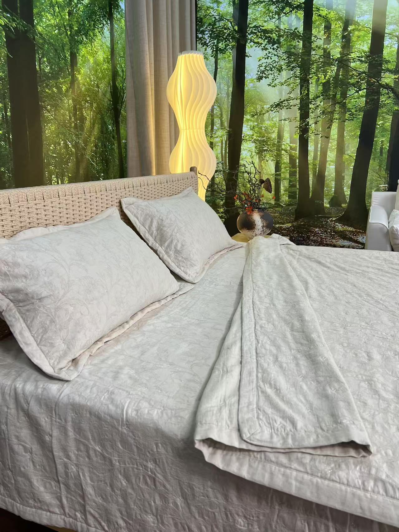 【韩大雪棉麻盖被】侘寂风超柔系列棉麻床品夹棉床单清凉感床盖被