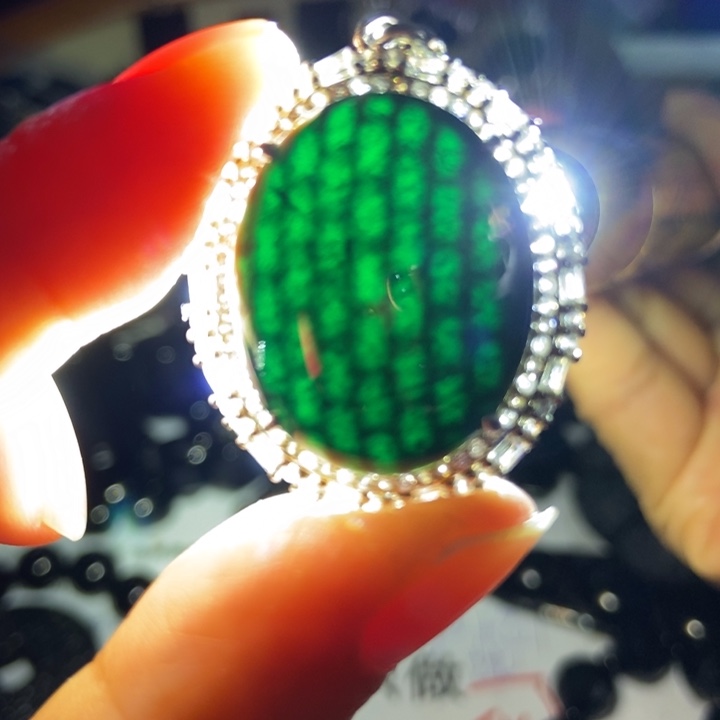 翡翠银S925镶嵌颈饰墨翠