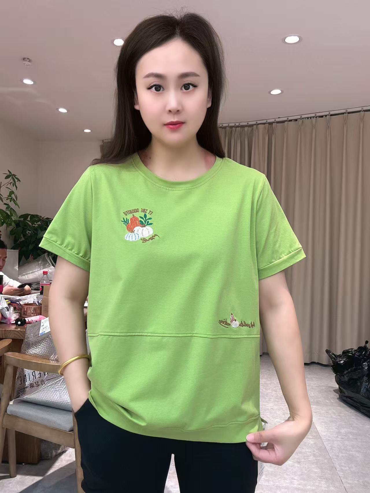 【尚品胖小妞】【南瓜图案】2025百搭时尚夏季新款棉质体恤