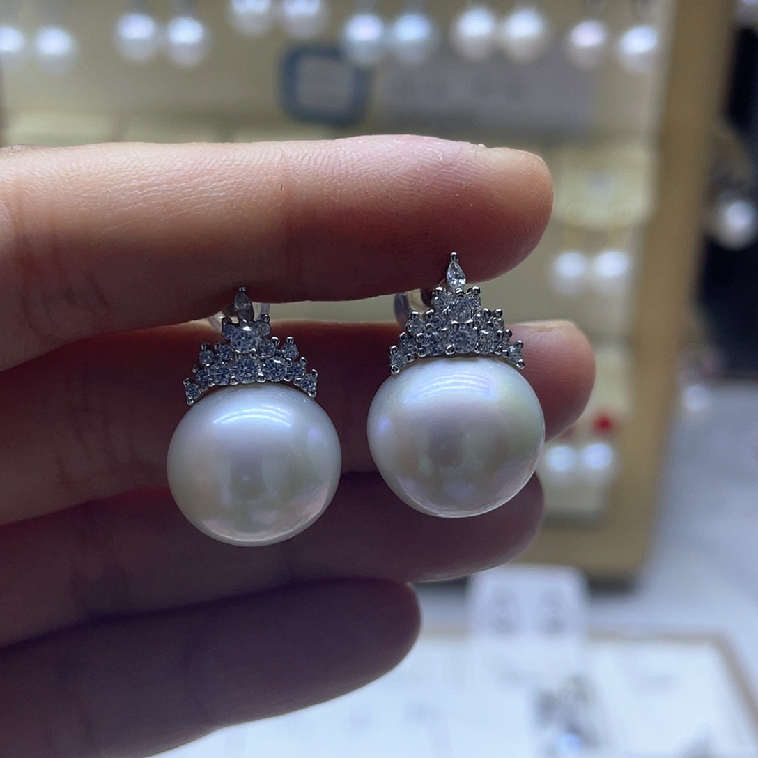淡水珍珠耳饰银S925镶嵌