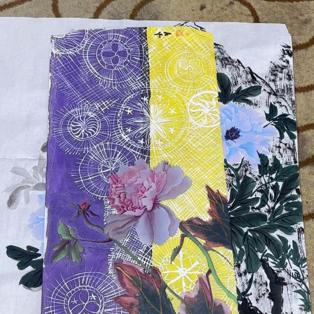 国画四尺四开花鸟童