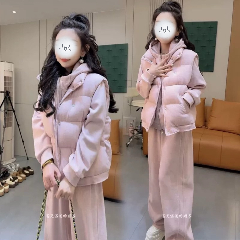 2025秋季新款时尚显瘦气质网红高档套装马甲加绒宽松三件套#2522