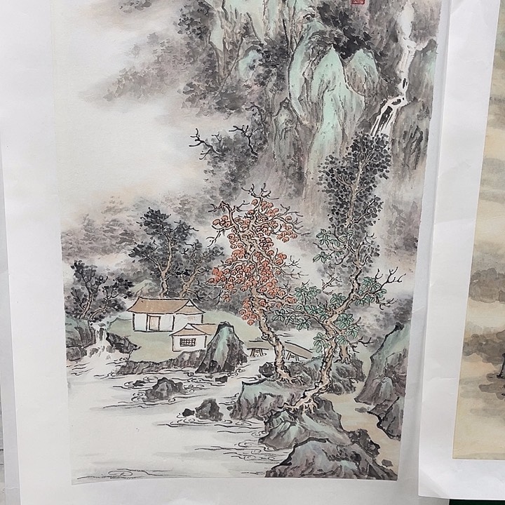国画赖金明三开老师作品22222
