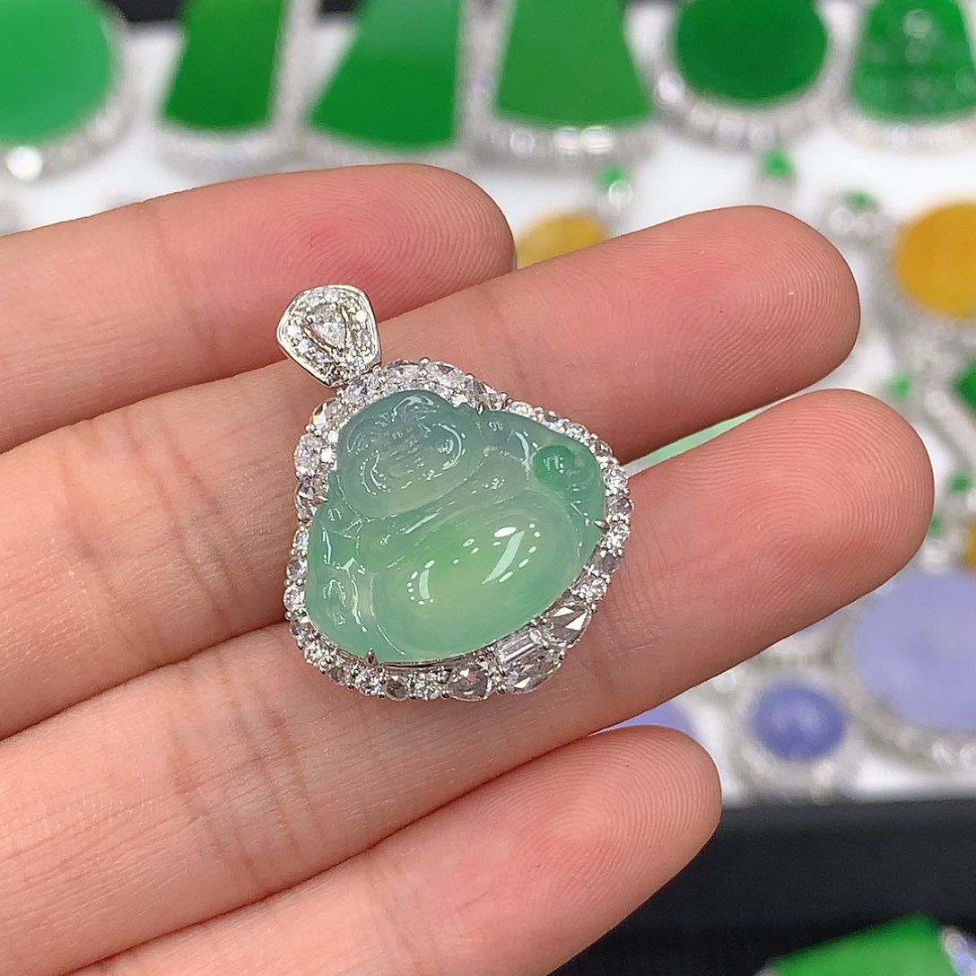 【闪购商品】翡翠吊坠(不含链)18K金镶嵌佛公