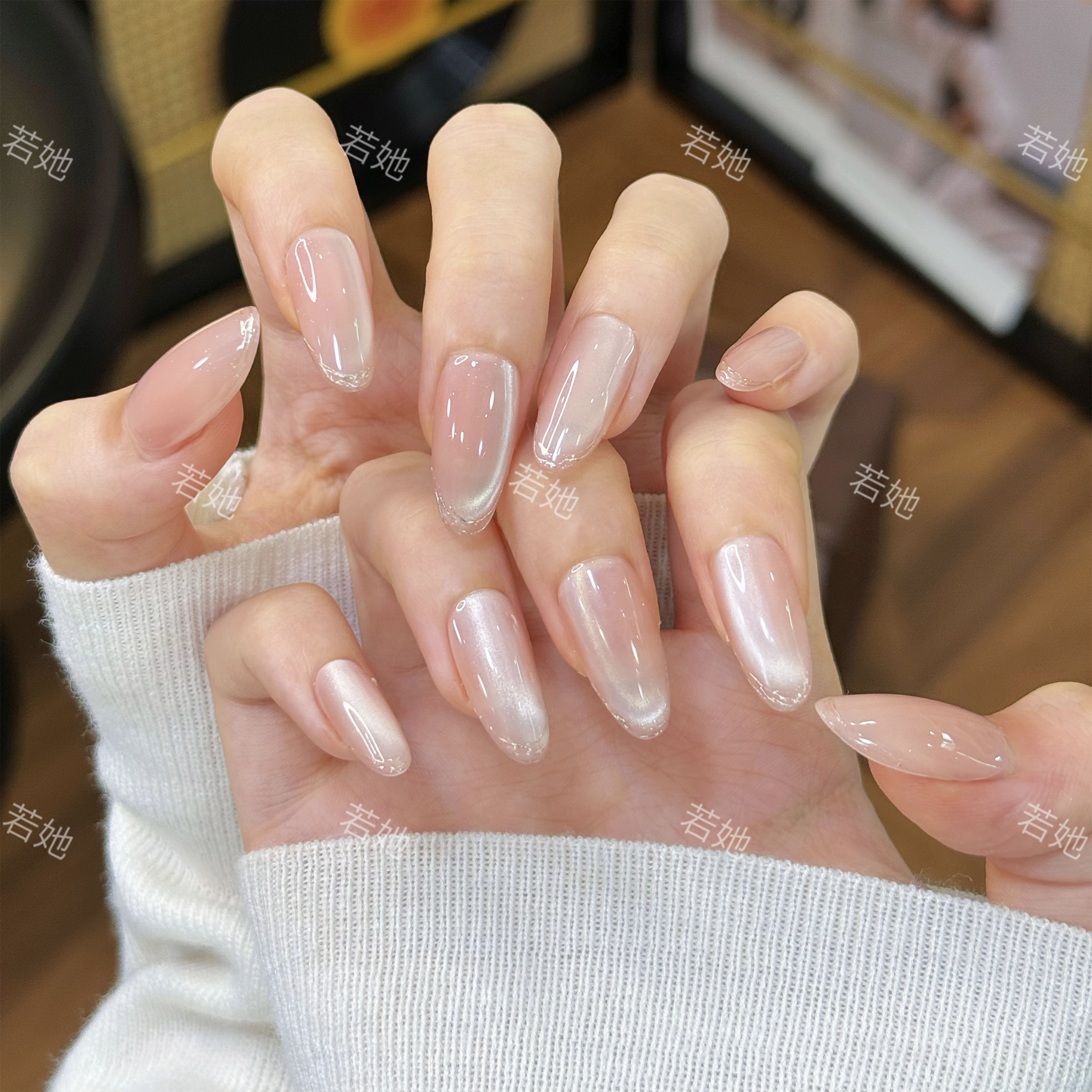 若她【粉辰星轨】纯手工穿戴甲美甲片高颜值短款中长款推荐RT1019