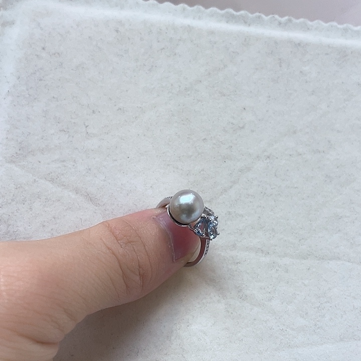 银S925镶嵌戒指海水珍珠