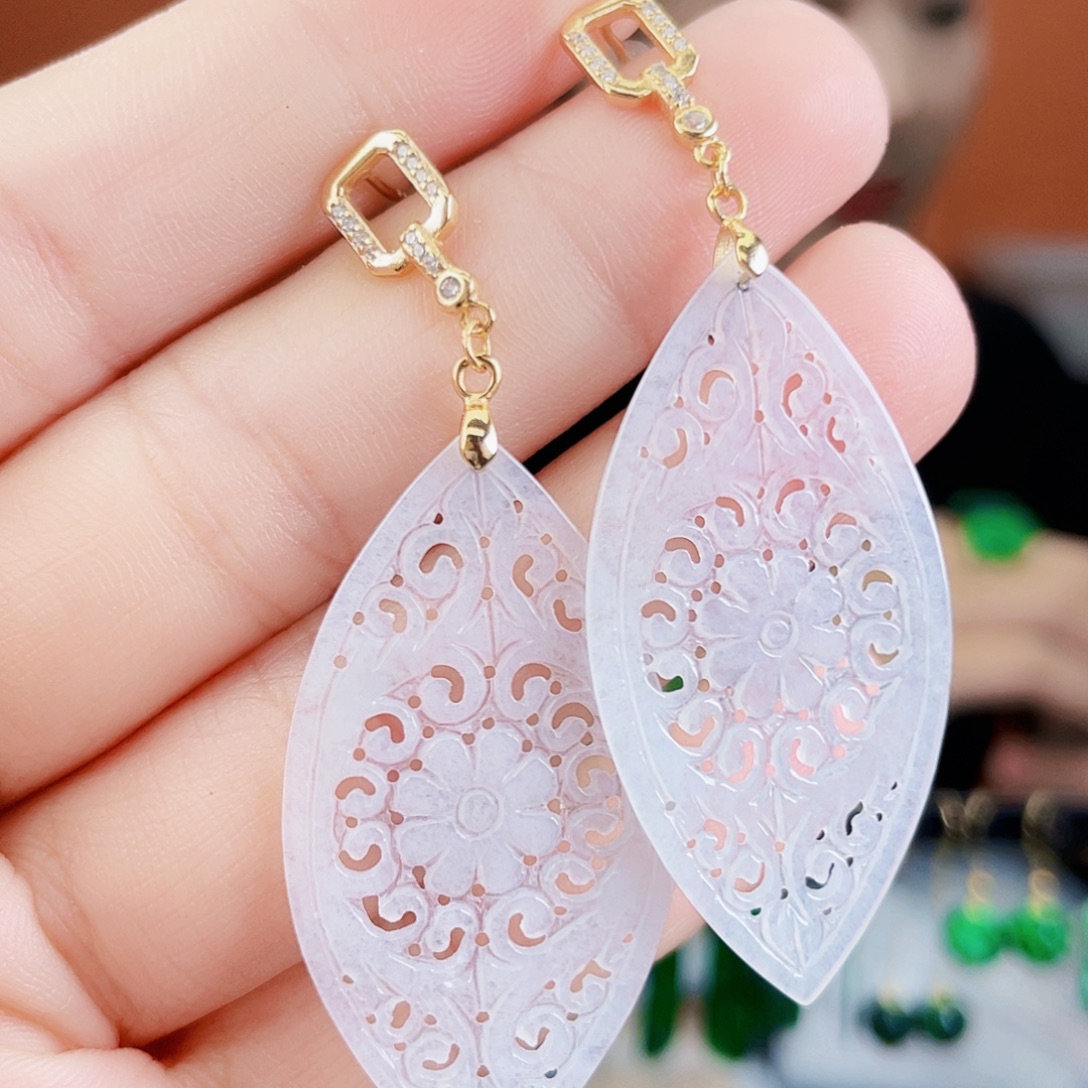 翡翠银S925镶嵌耳饰