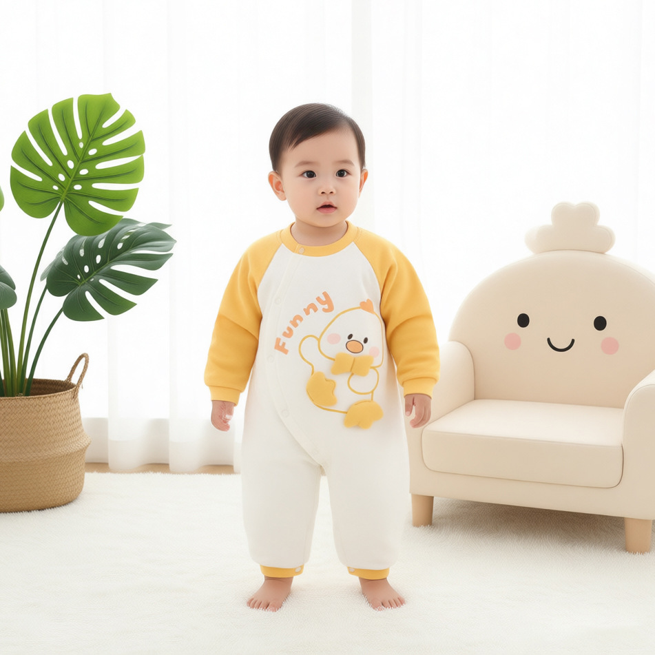 【150克】 婴儿连体衣新生儿衣服加厚秋冬装外出服宝宝冬天冬季棉衣