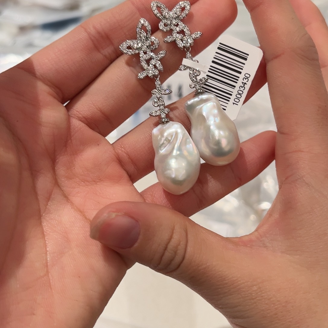 淡水珍珠耳饰合金