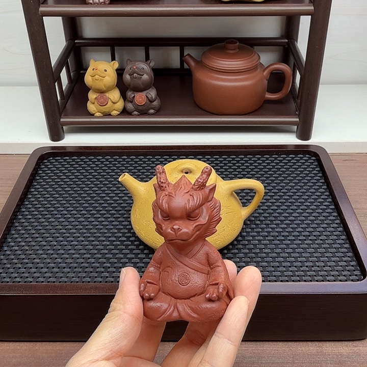 茶案朱泥小龙人茶宠