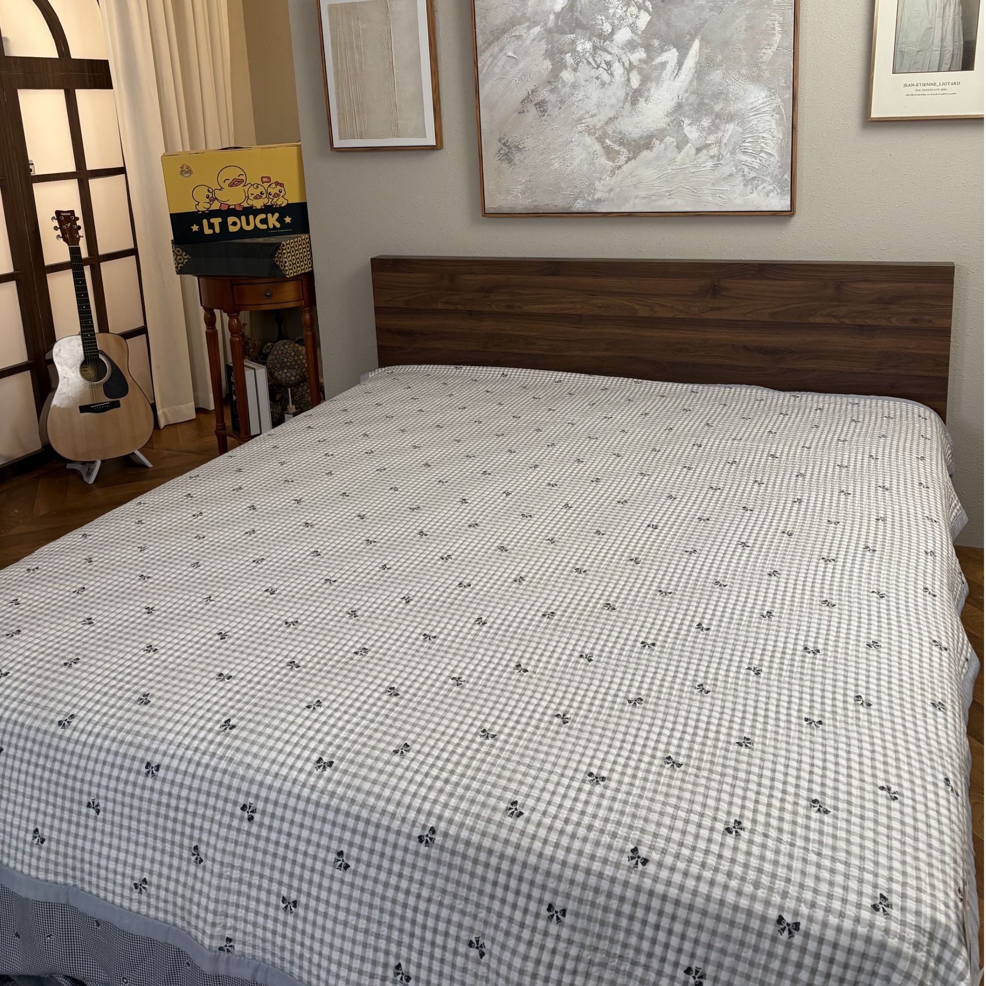 【灰蝴蝶结】双人绗缝床盖（200*230cm）