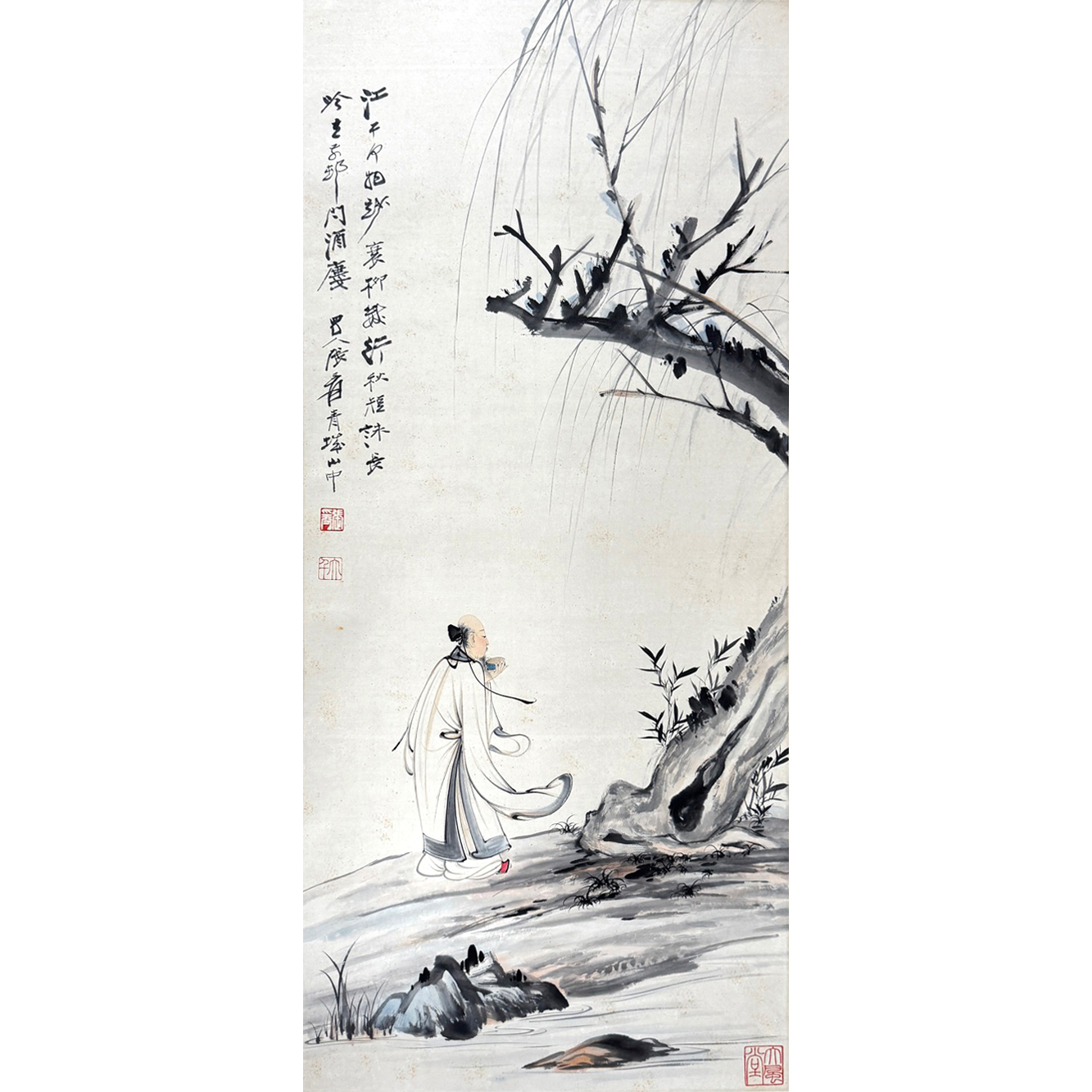 Lot33 【江畔柳下凝思图】 117*52cm 5.5平方尺 立轴