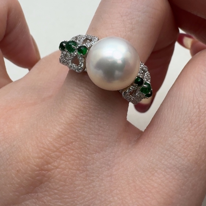 海水珍珠戒指银S925镶嵌