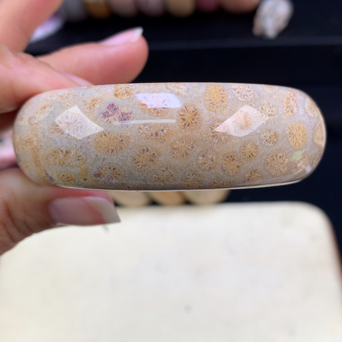 硅化珊瑚（珊瑚玉）未镶嵌吊坠(赠链)128漏64彩花56.8圈口（10号）