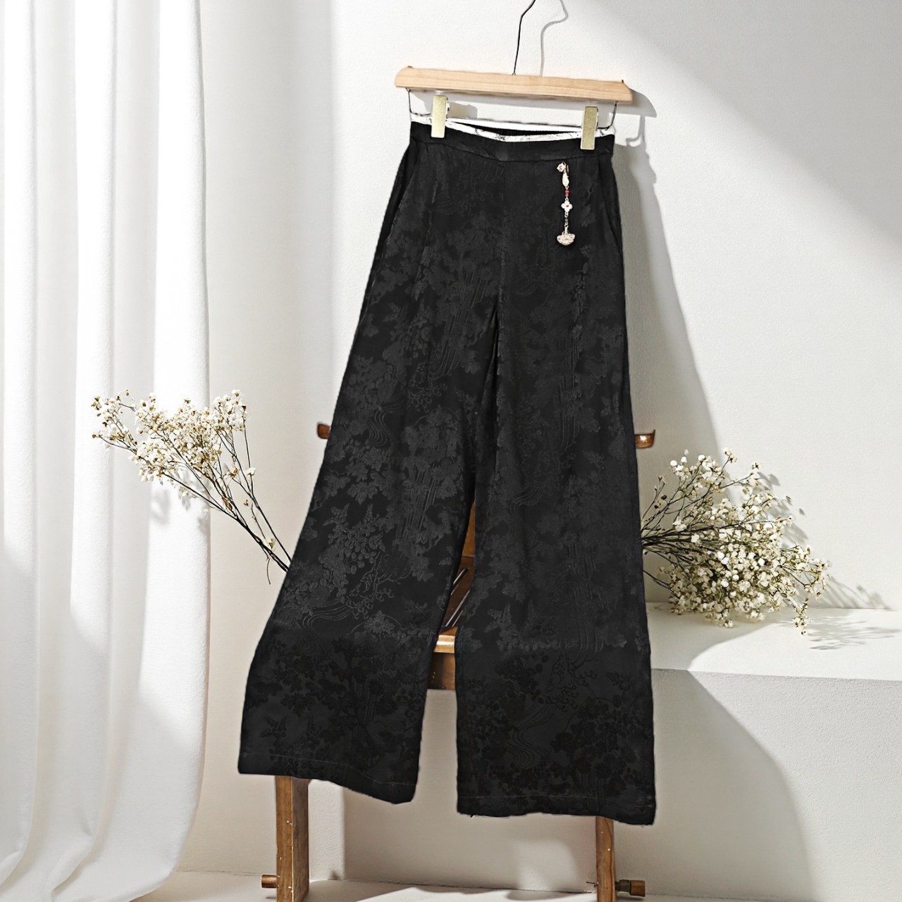 李清专属 高山流水25年秋冬加绒加厚双面垂坠显瘦阔腿裤DZ10006