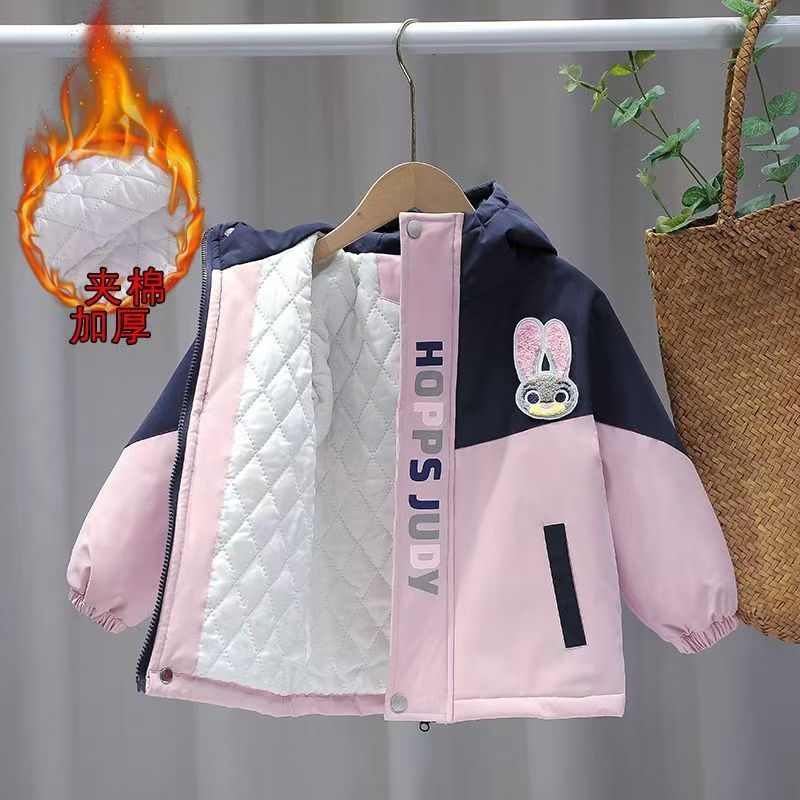 女童新款秋冬加绒加厚棉服年儿童加厚洋气兔子爆款冲锋衣外套