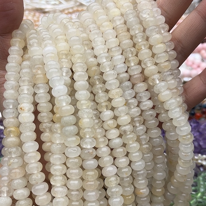 玛瑙/玉髓未镶嵌珠宝半成品一条8mm左右黄胶花算盘珠