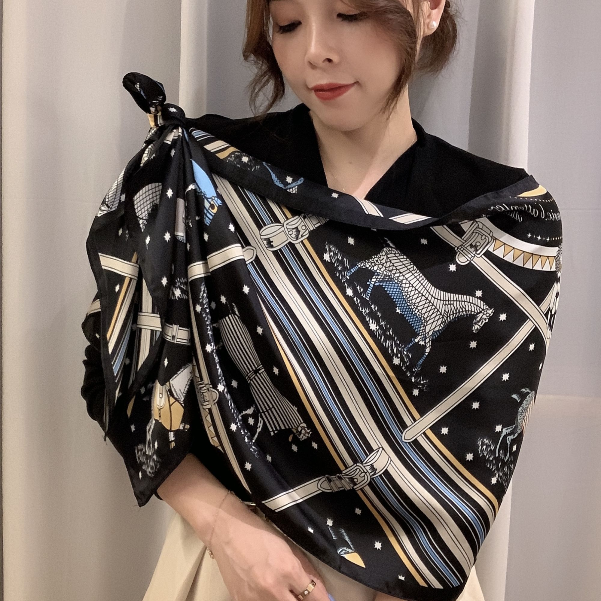 165*40 罗马假日飘带 气质优雅丝巾