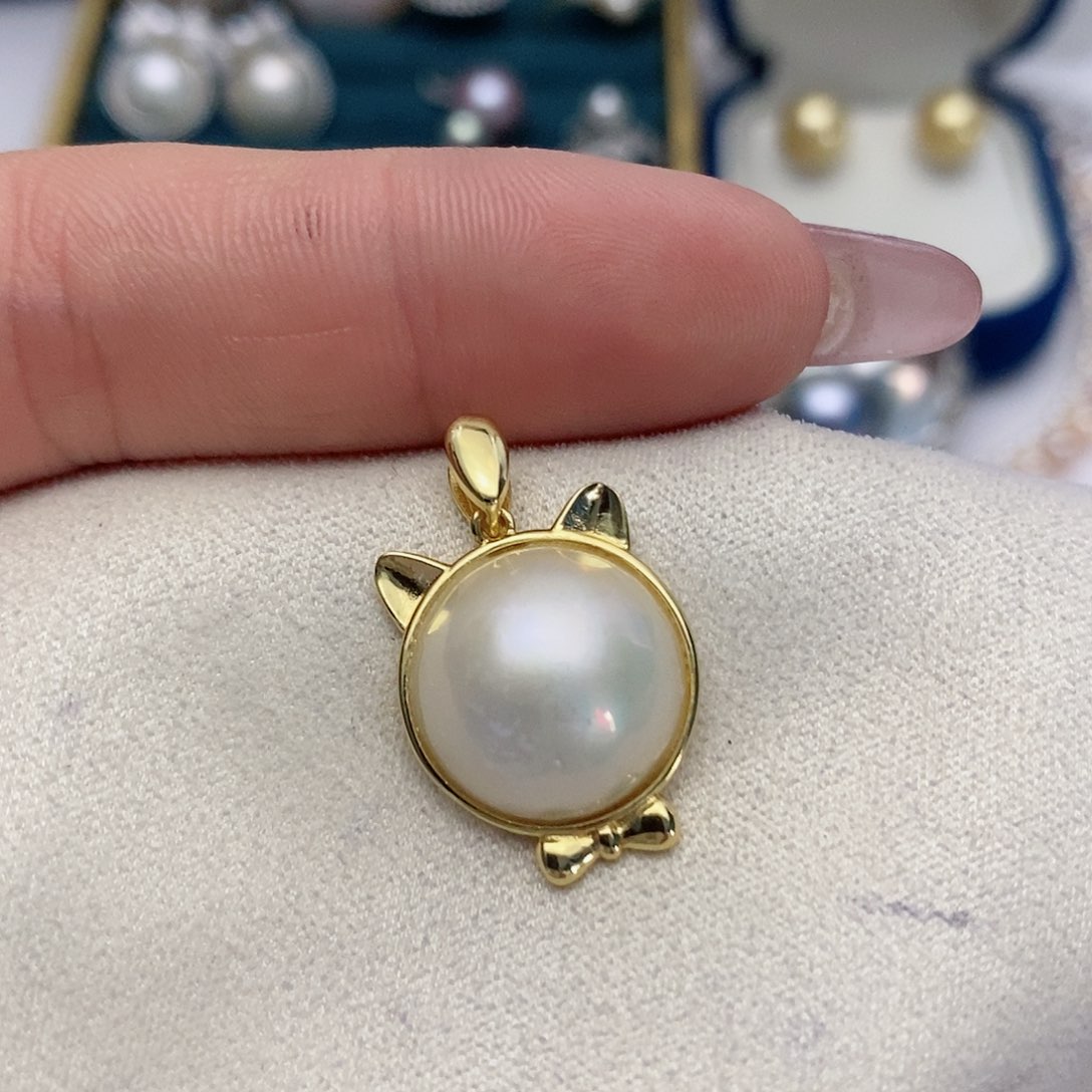 【闪购商品】拼合珍珠（马贝珠）颈饰银S925镶嵌10