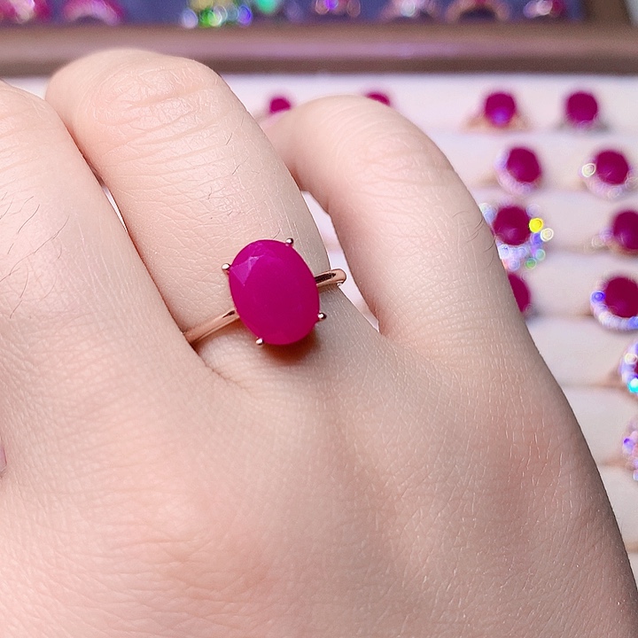 红宝石戒指银S925镶嵌