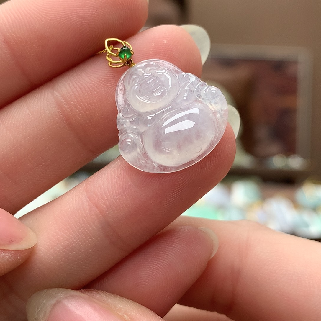 翡翠吊坠(不含链)18K金镶嵌