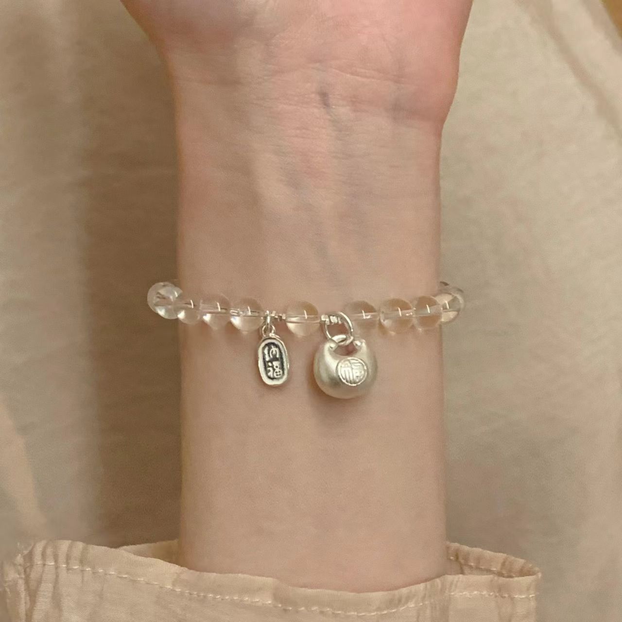 足银手链 通体  990足银  V37小胖福招财纳福手链