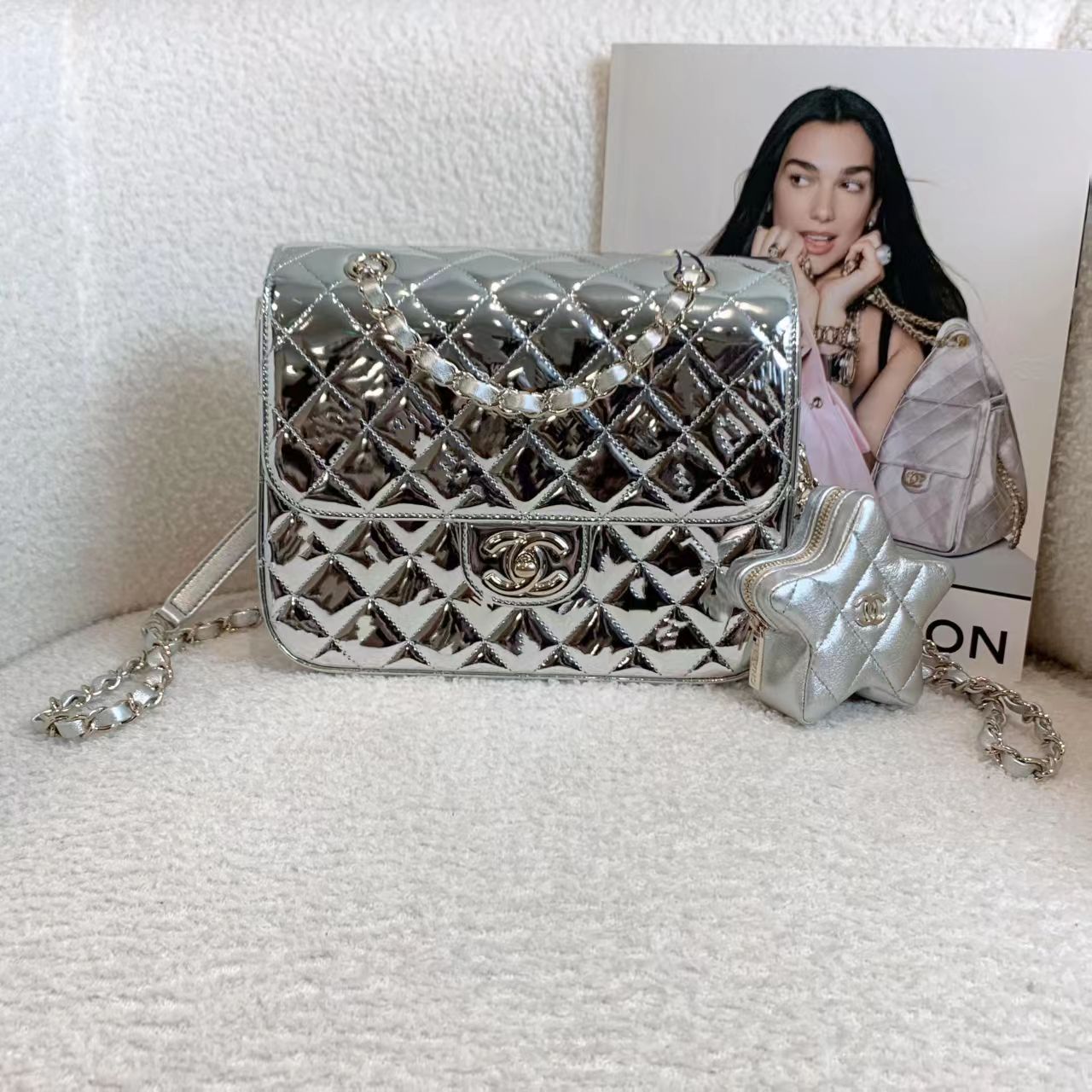 99新 Chanel/香奈儿  壹臻/24C银色双肩包 26882845