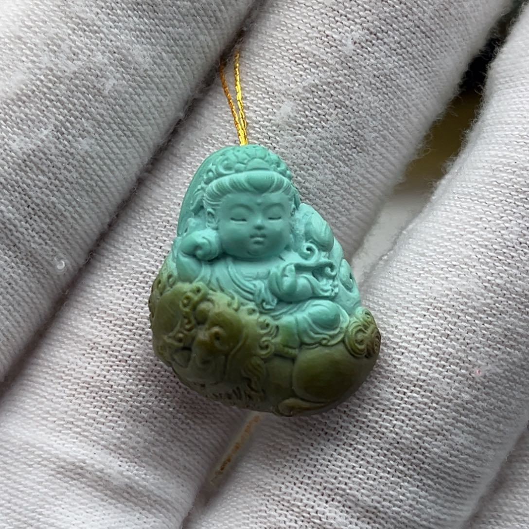 绿松石未镶嵌珠宝奇石文殊菩萨