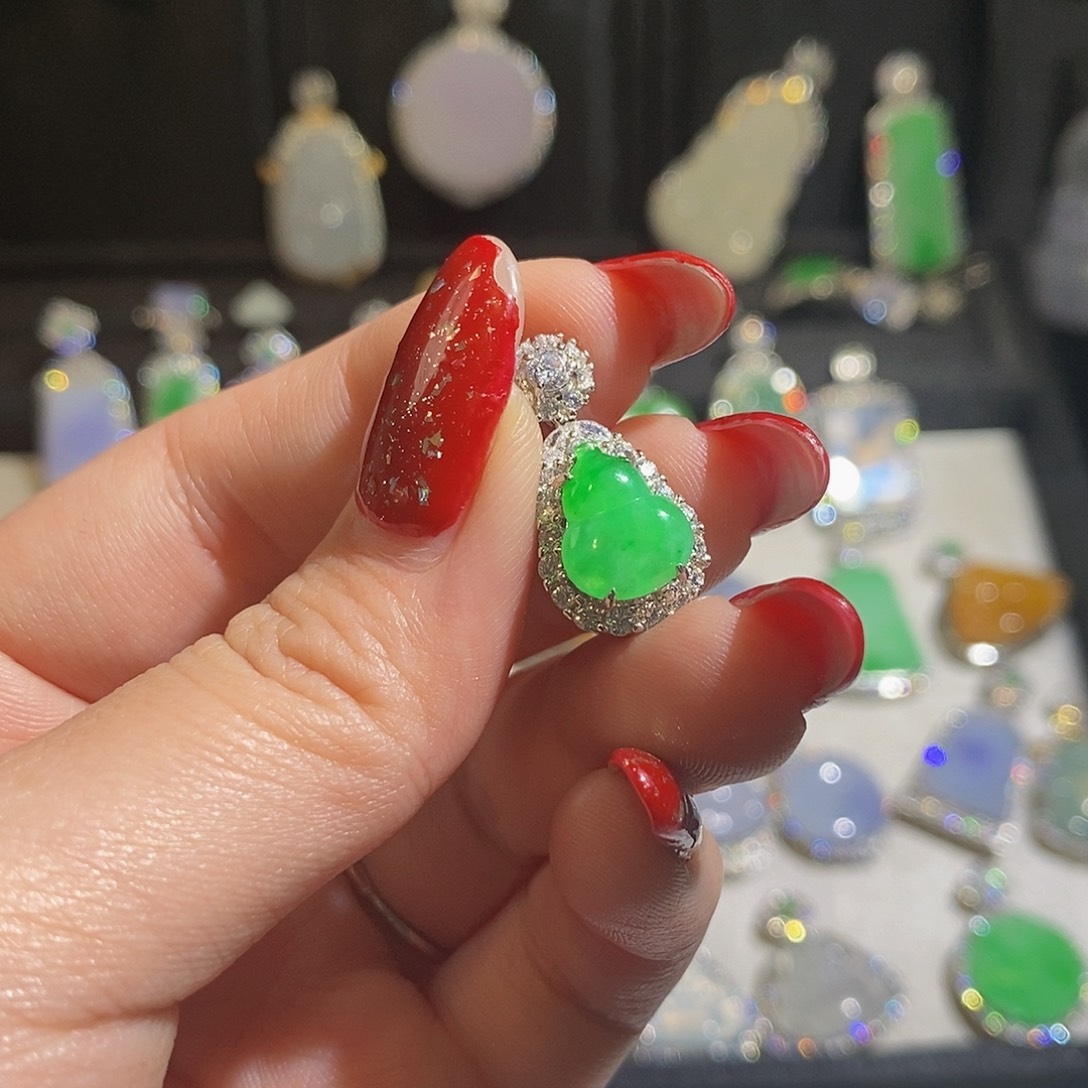 翡翠颈饰银S925镶嵌木*夕天然翡翠