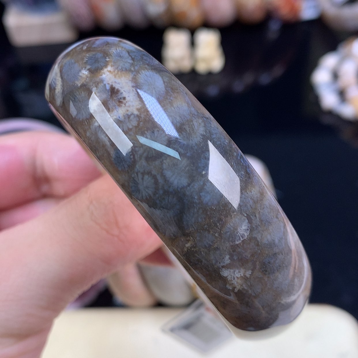 【闪购商品】颈饰未镶嵌硅化珊瑚（珊瑚玉）11号黑蓝金莎59圈