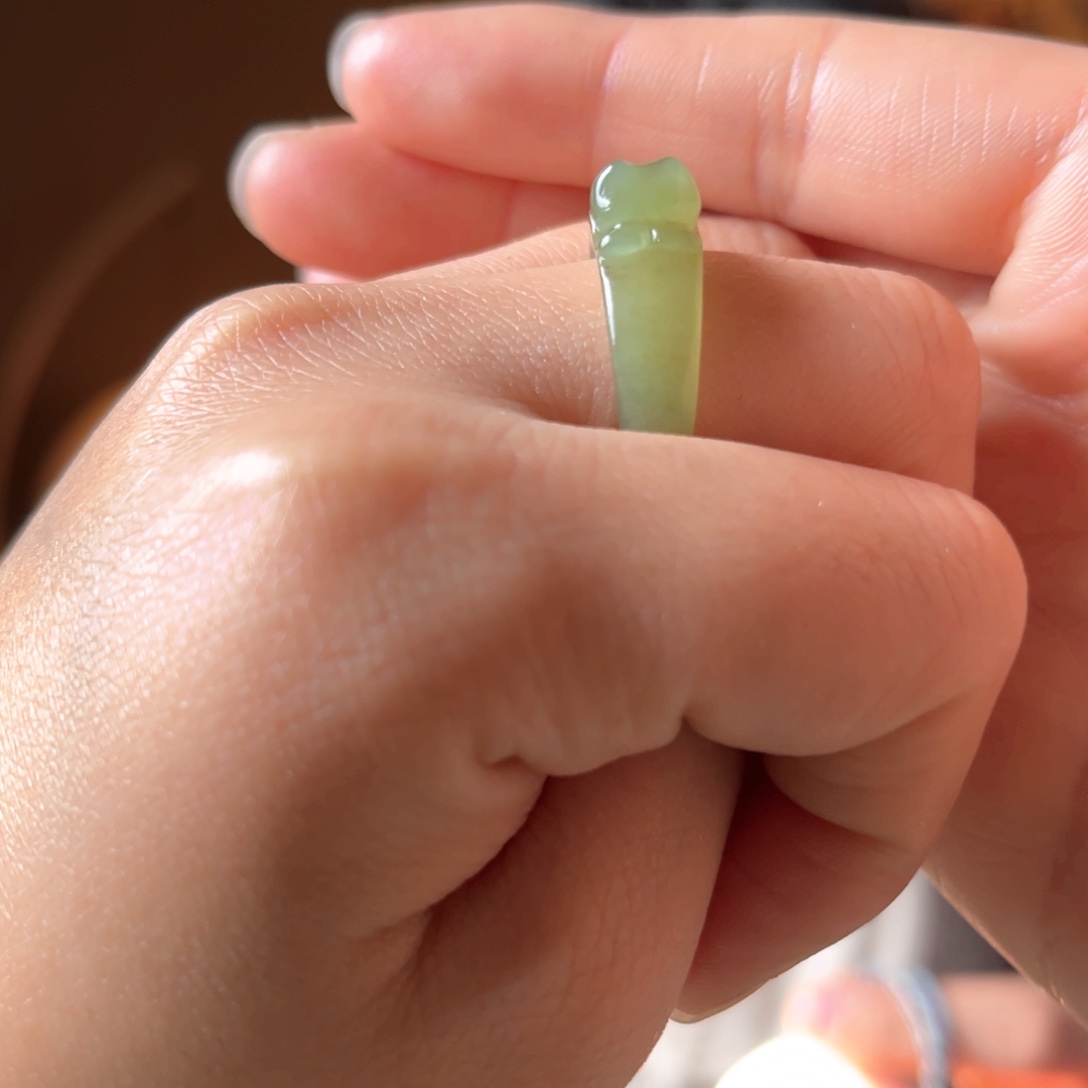 未镶嵌戒指和田玉青黄口猫戒18号160