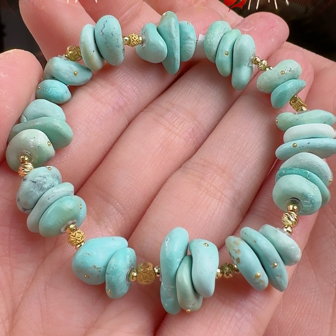 绿松石珠宝奇石18K金镶嵌