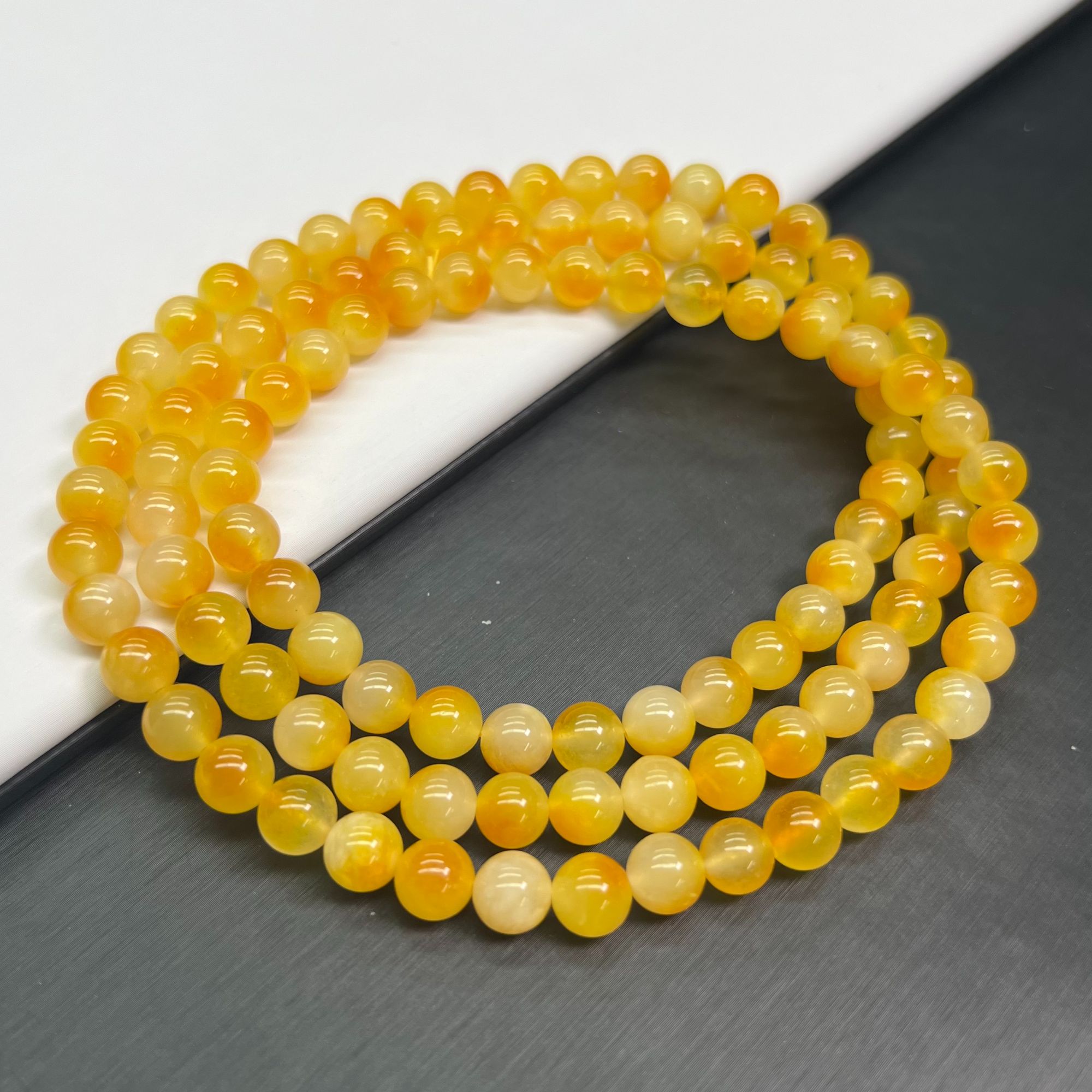 【精品】黄飘108颗链8mm手链百搭 A389